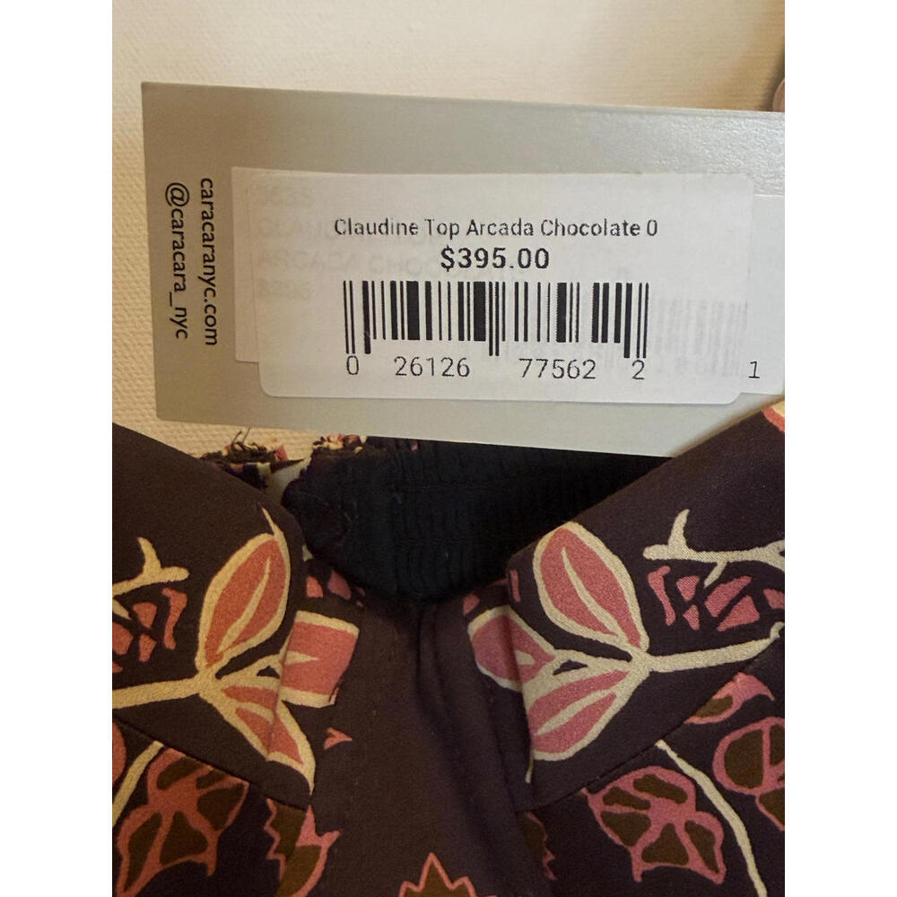 NWT Cara Cara Claudine Top Arcada Chocolate Brown Floral Bustier Cotton Size 0 - Picture 7 of 7